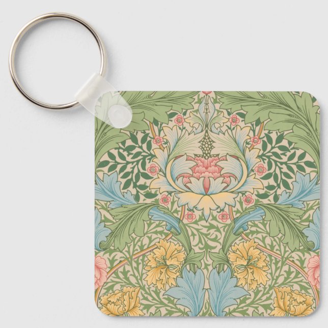 William Morris Myrtle Flower Floral Botanical Key Ring (Front)