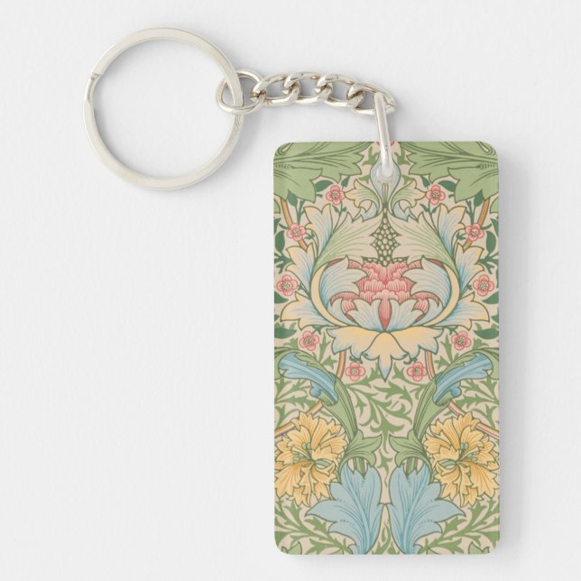 William Morris Myrtle Flower Floral Botanical Key Ring (Front)