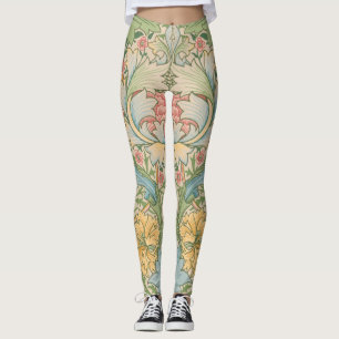 William Morris Myrtle Flower Floral Botanical Leggings