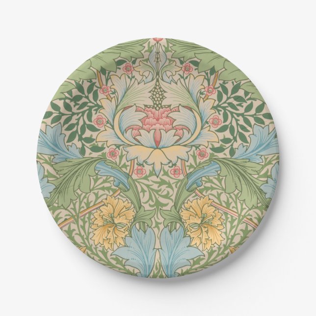 William Morris Myrtle Flower Floral Botanical Paper Plate (Front)