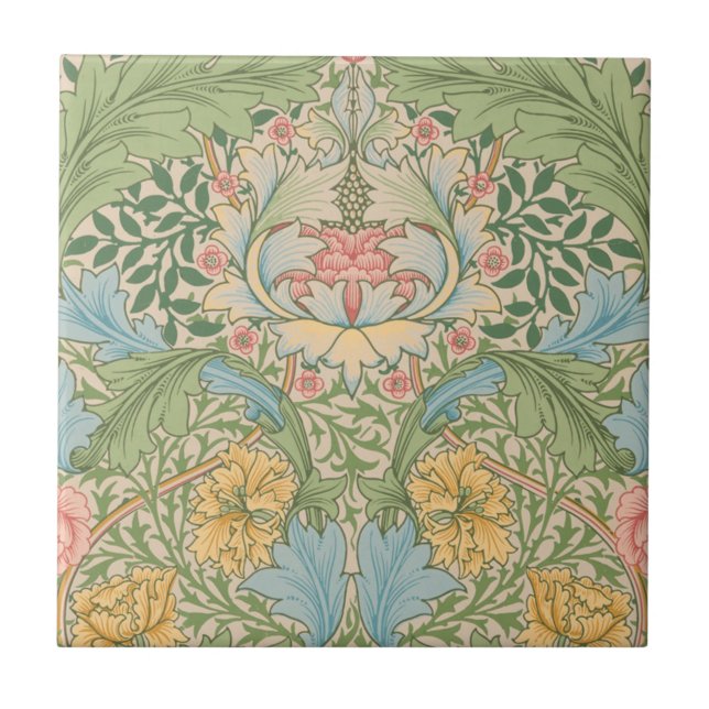 William Morris Myrtle Flower Floral Botanical Tile (Front)