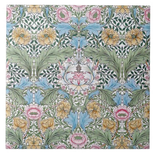 Image of William Morris Myrtle Pattern Art Tile or Trivet