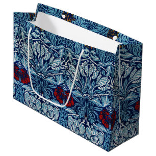 William Morris Navy Blue Tulip Rose Wallpaper Large Gift Bag