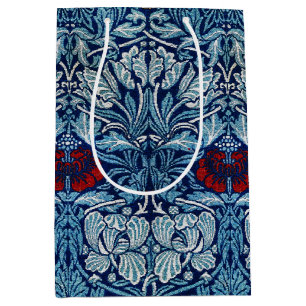 William Morris Navy Blue Tulip Rose Wallpaper Medium Gift Bag