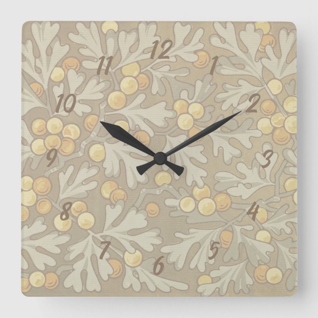 William Morris Oak and Acorn Square Clock (Front)
