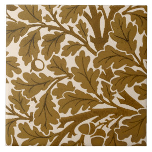 William Morris Oak Leaves, Coffee Brown and Beige  Tile