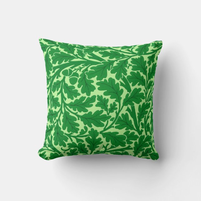 William Morris Oak Leaves, Emerald Green Cushion (Front)