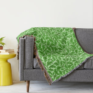 William Morris Oak Leaves, Emerald Green  Throw Blanket