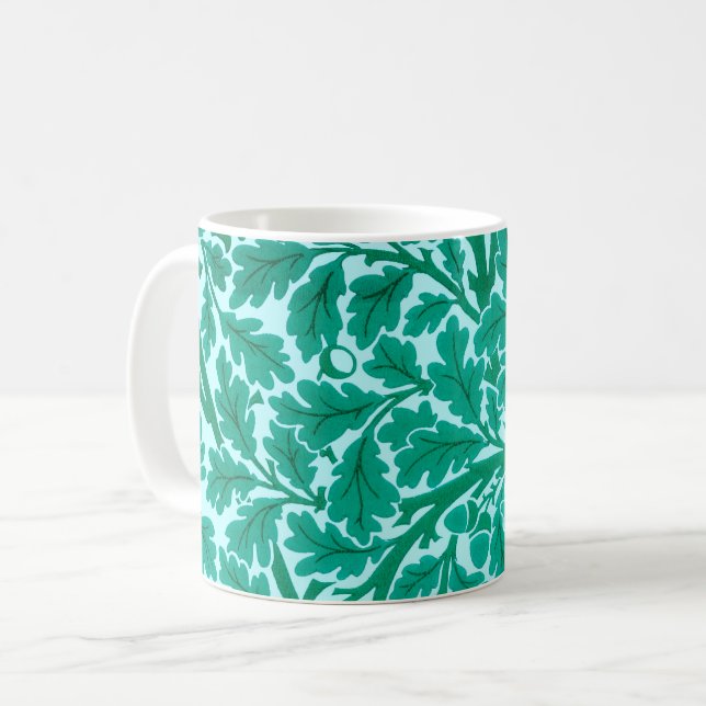 William Morris Oak Leaves, Turquoise & Aqua   Coffee Mug (Front Left)
