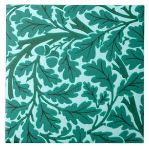 William Morris Oak Leaves, Turquoise & Aqua Tile