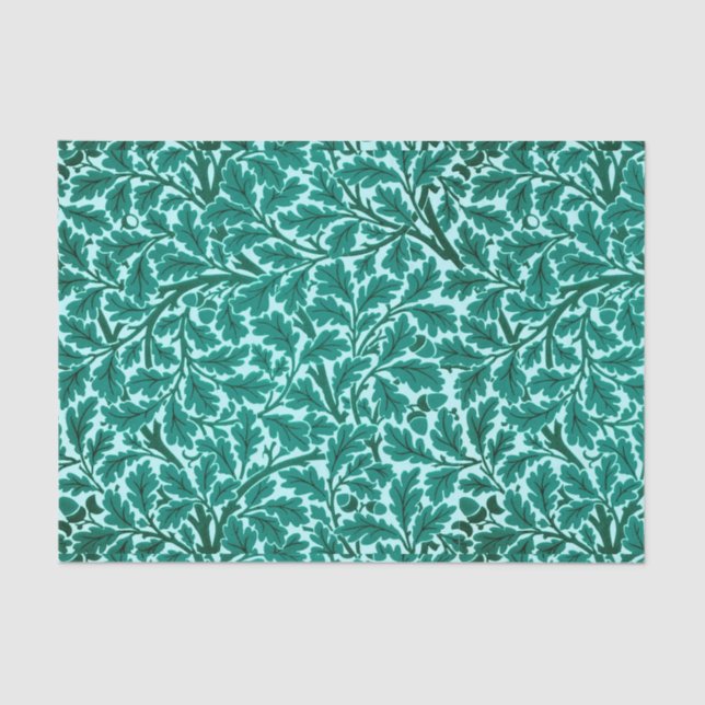 William Morris Oak Leaves, Turquoise & Aqua Tissue Paper (Front)