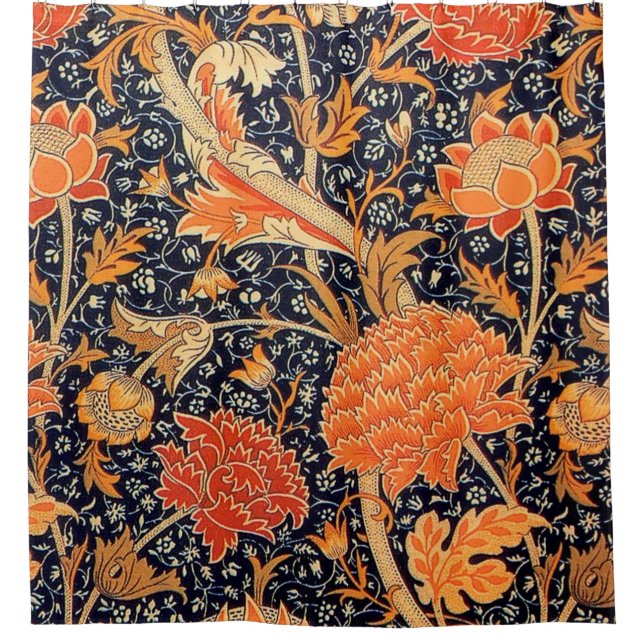 William Morris Orange Cray Shower Curtain (Front)