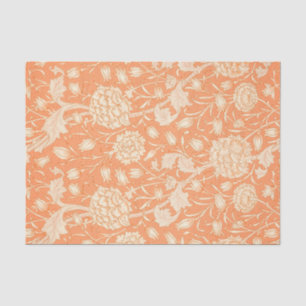 William Morris Orange Floral Pattern Decoupage Tissue Paper