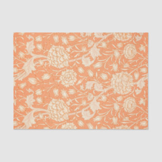 William Morris Orange Floral Pattern Decoupage Tissue Paper