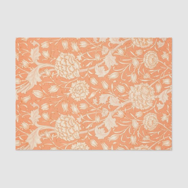 William Morris Orange Floral Pattern Decoupage Tissue Paper (Front)
