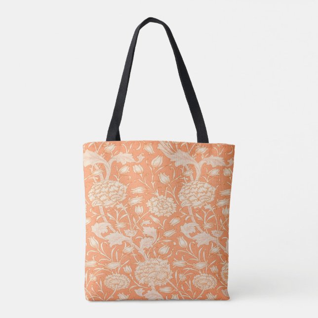 William Morris Orange Floral Tote (Back)