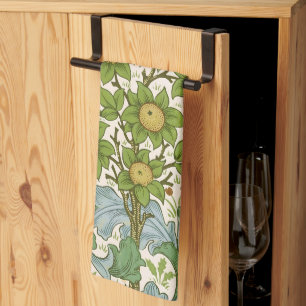 William Morris Orchard Green Floral Art Tea Towel