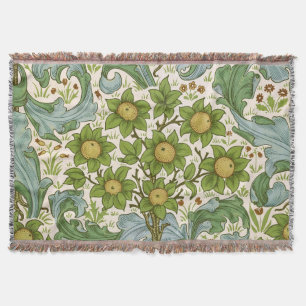 William Morris Orchard Green Floral Art Throw Blanket