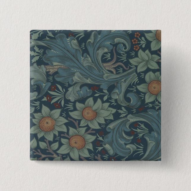 William Morris Orchard Pattern Art 15 Cm Square Badge (Front)