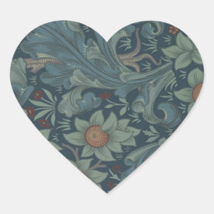 William Morris Orchard Pattern Art Heart Sticker