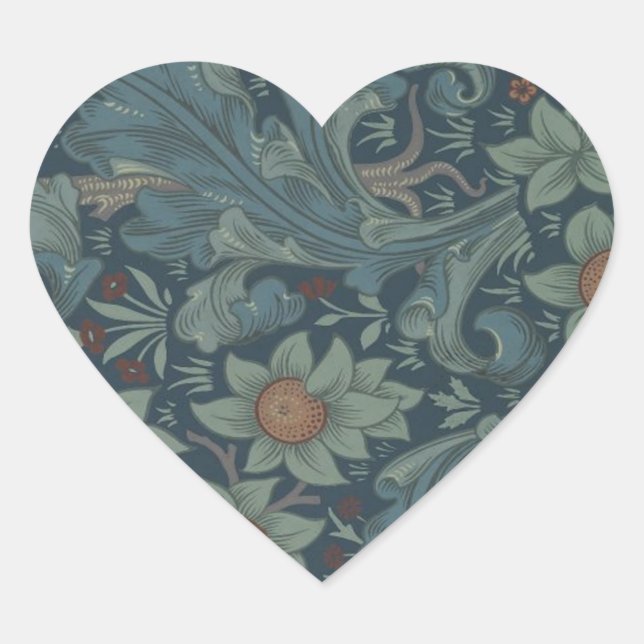 William Morris Orchard Pattern Art Heart Sticker (Front)