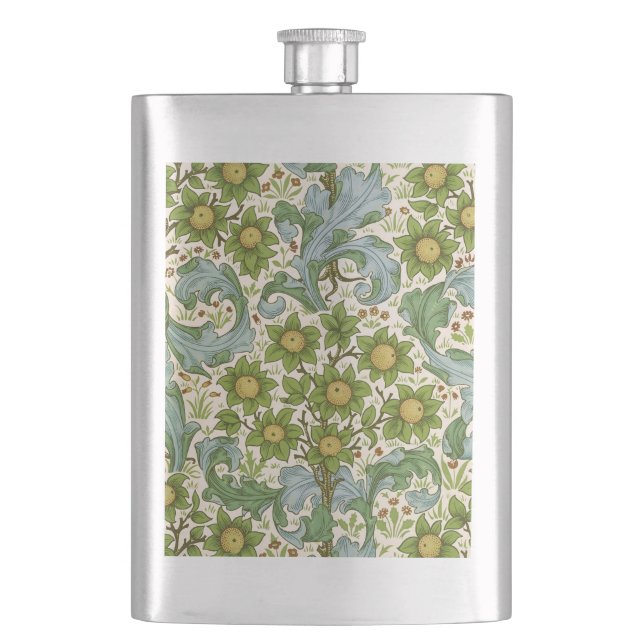 William Morris' Orchard Pattern Art Nouveau Hip Flask (Front)