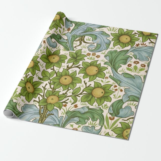 William Morris' Orchard Pattern Art Nouveau Wrapping Paper (Unrolled)