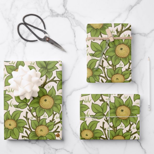 William Morris' Orchard Pattern Art Nouveau Wrapping Paper Sheet (Front)