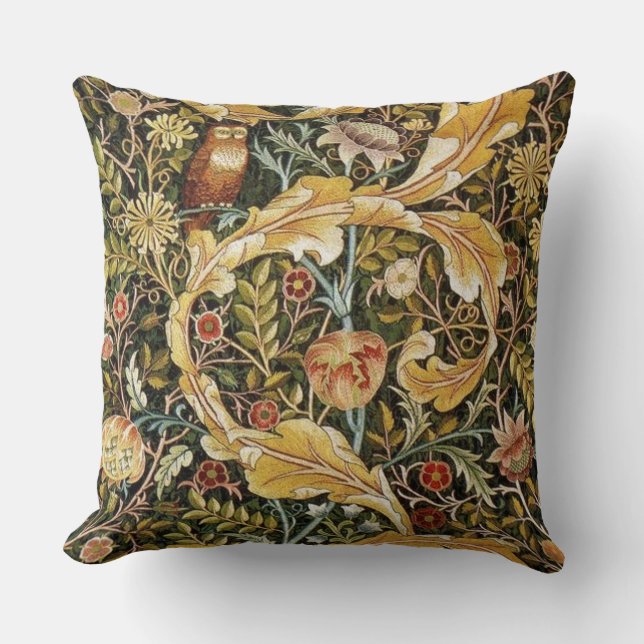 William Morris Owl an Acanthus Cushion (Front)
