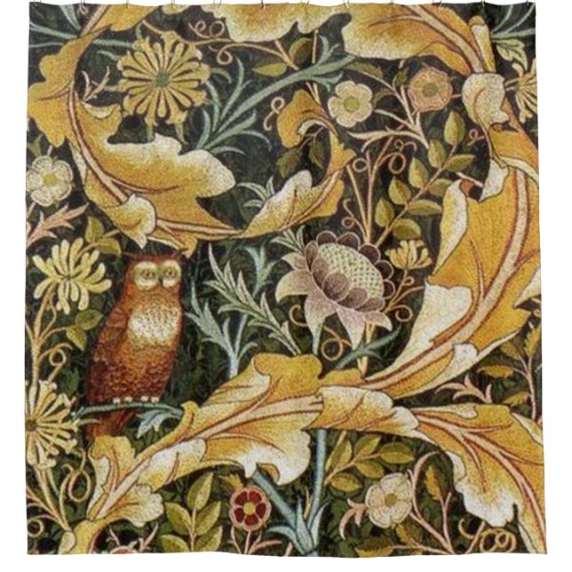 William Morris Owl an Acanthus Shower Curtain (Front)