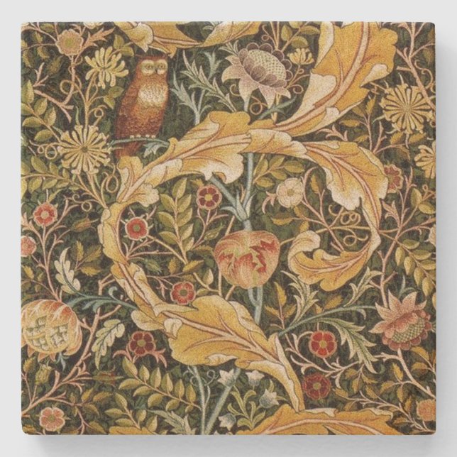 William Morris Owl an Acanthus Stone Coaster (Front)