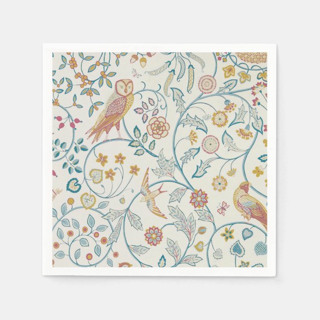 William Morris - Owl and Berries  Napkin (Front)