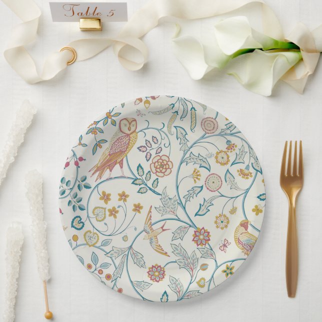 William Morris - Owl and Berries  Paper Plate (Wedding)