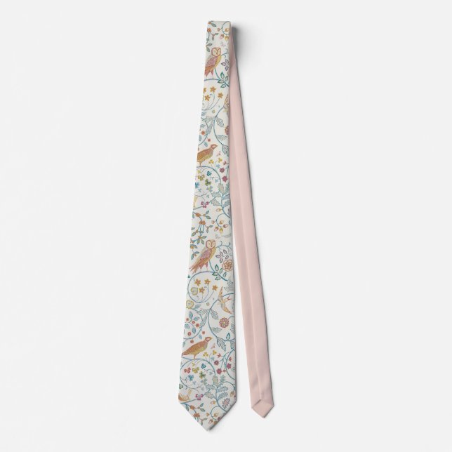 William Morris - Owl and Berries  print pattern Tie (Front)