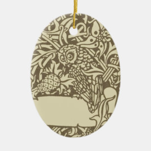 William Morris Owl Floral Vintage Design Ceramic Tree Decoration