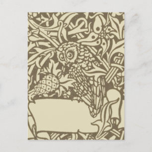 William Morris Owl Floral Vintage Design Postcard