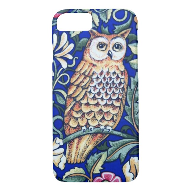 William Morris Owl Tapestry, Beige and Cobalt Blue Case-Mate iPhone Case (Back)