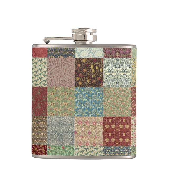 William Morris Patchwork Quilt Hip Flask (Front)