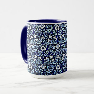William Morris pattern, Eyebright, navy and white Mug