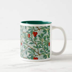 William Morris Pattern in Berry Red and Turquoise Two-Tone Coffee Mug