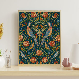 William Morris Pattern   Vintage Botanical Art Poster