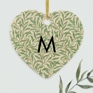 William Morris Patterned Willow Bough Monogram Ceramic Tree Decoration