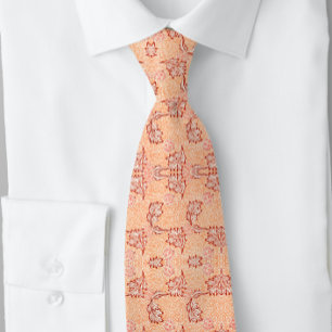 William * Morris Peach Foliage Pattern Tie