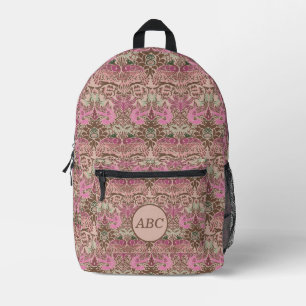 William Morris Peacock and Dragon Monogram  Printed Backpack