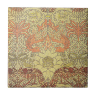 William Morris Peacock and Dragon Pattern Tile