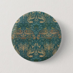 William Morris Peacock and Dragon Textile Design 6 Cm Round Badge
