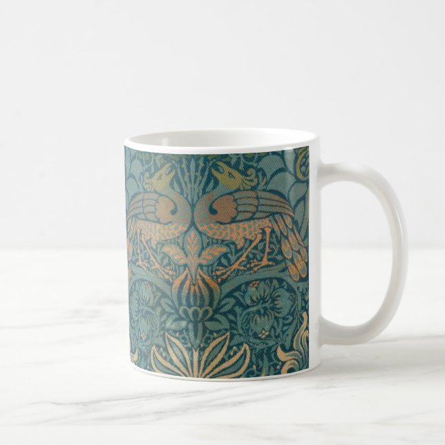 William Morris Peacock and Dragon Textile Design Coffee Mug (Right)