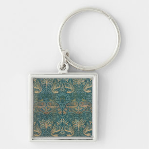 William Morris Peacock and Dragon Textile Design Key Ring