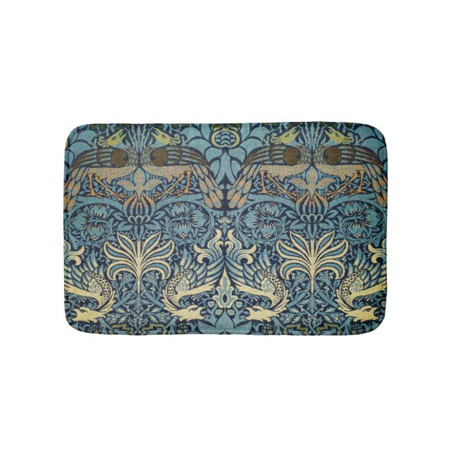 William Morris Peacock and Dragon Woven Design Bath Mat (Front)