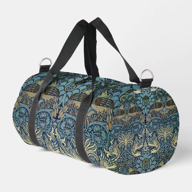 William Morris Peacock and Dragon Woven Design Duffle Bag (Left Corner)